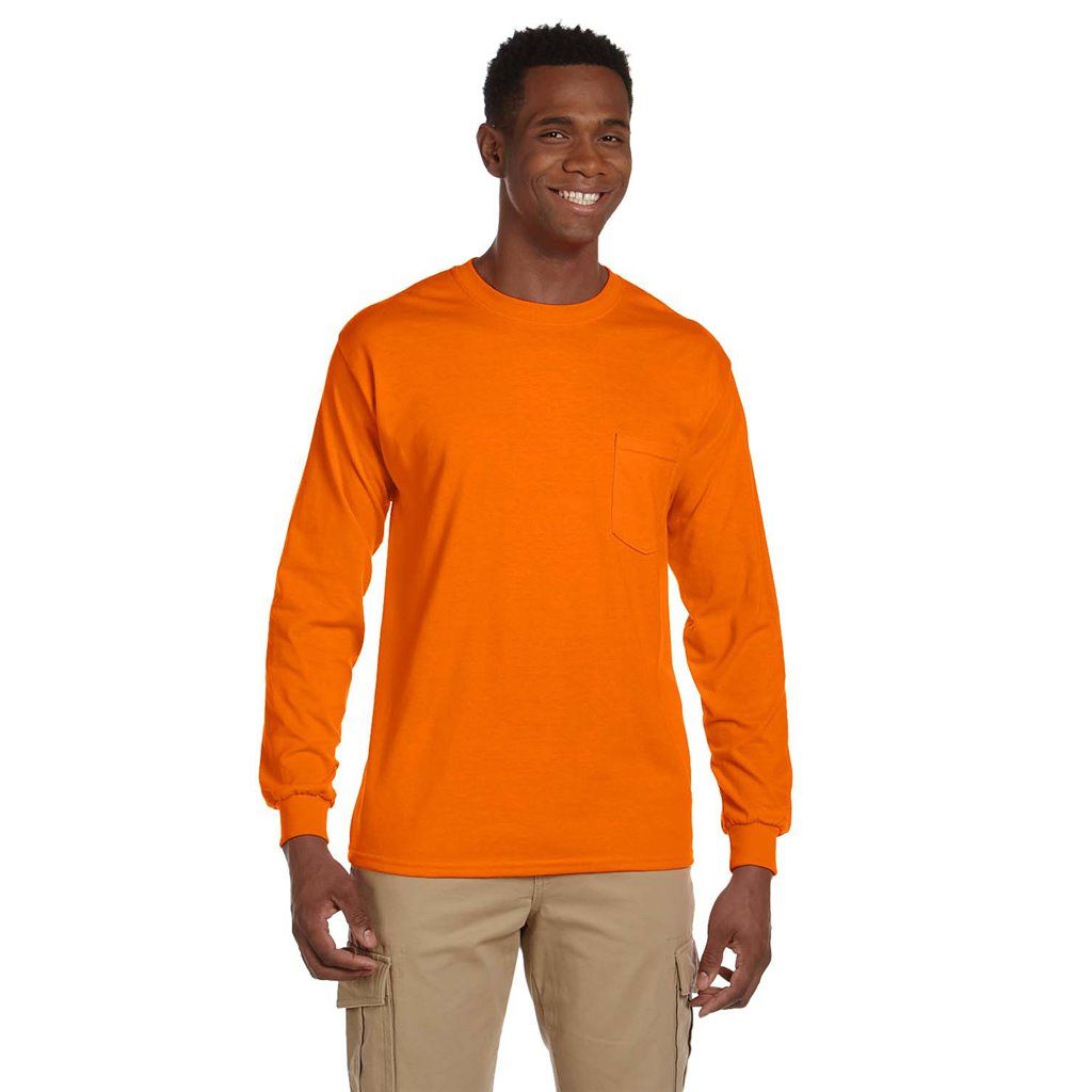 Gildan G24100 Safety Orange Long Sleeve T-Shirt – Durable & Comfortable