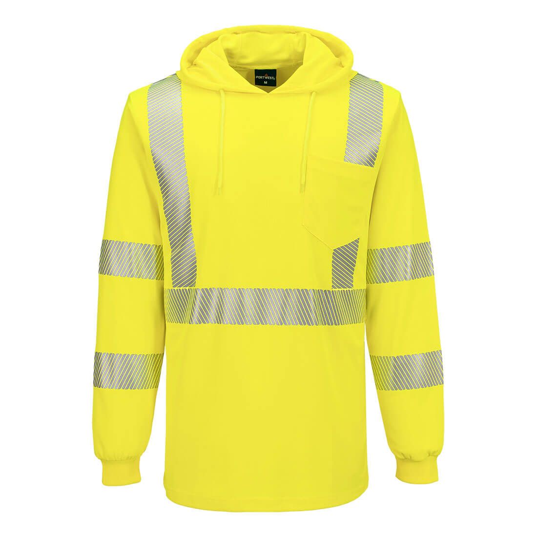 Portwest L042 High Visibility Lightweight Hooded Long Sleeve T-Shirt