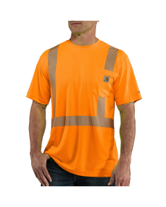 Carhartt 100495BOG Class 2 Hi-Vis Bright Orange T-Shirt with reflective tape, front view