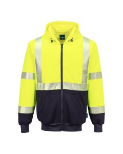 Portwest UB320 Hi-Vis Zipped Hoodie in Yellow/Black or Orange/Black