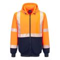 Portwest UB320 Hi-Vis Contrast Segmented Tape Zipped Hoodie – Yellow/Black or Orange/Black