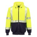 Portwest UB320 Hi-Vis Contrast Segmented Tape Zipped Hoodie – Yellow/Black or Orange/Black