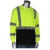 PIP 313-1390B ANSI Type R Class 3 Long Sleeve T-Shirt with 50+ UPF Sun Protection and Black Bottom Front